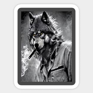 The Smoking Wolf Sticker